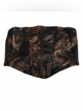 Windsor Snake Print Corset Top Womens M Strapless Back Zip Ruched Black NWT